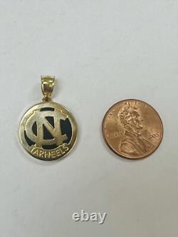 14k Solid Yellow Gold / Black Onyx UNC Tar Heels Logo Pendant