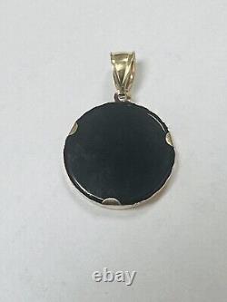 14k Solid Yellow Gold / Black Onyx UNC Tar Heels Logo Pendant