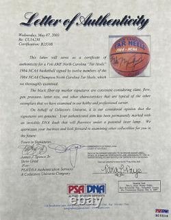 1984 UNC Tarheels Team Signed Basketball Vintage Jordan+11 PSA/DNA JSA LOAs