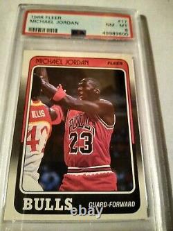 1988 Michael Jordan Fleer Nba Card #17 Chicago Bulls Graded Psa 8 Unc Tar Heels