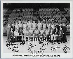 1989-90 UNC Tar Heels Autograph Black and White Team Photo w Dean Smith Perfect