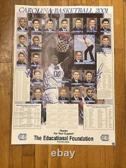 2000-2001 UNC Tarheels Basketball Calendar Poster Julius Peppers Signed Auto