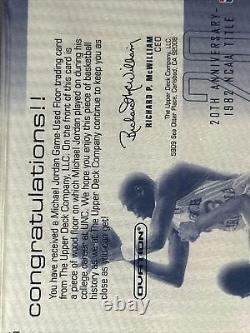 2001 UD Ovation Michael Jordan UNC Champ Comm Game Used Floor #MJF5 PSA 7 NM