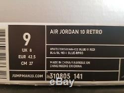 2005 Nike Air Jordan 10 Retro Ice Baby Blue UNC Tarheels Size 9 Shoes 310805-141