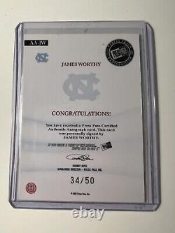 2007 Press Pass All American James Worthy /50 Auto Inscription UNC Tar Heels