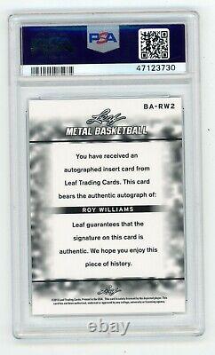2012 Leaf Metal Roy Williams Auto PSA 10 UNC Tar Heels