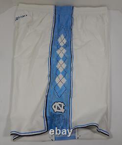 2015-16 North Carolina Tar Heels UNC Game Issued White Basketball Shorts 44+2 8