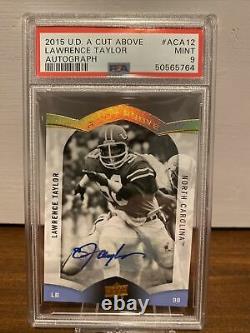 2015 Upper Deck Die Cut Lawrence Taylor Auto PSA 9 UNC Tar Heels New York Giant