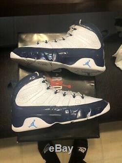 2019 Nike Air Jordan 9 Retro SZ 10 White Carolina Blue UNC Tarheels