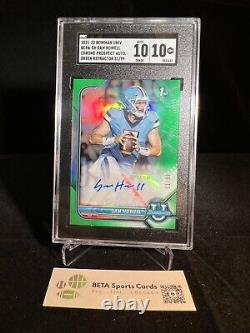 2022 Bowman University Football SAM HOWELL Green Refractor AUTO /99 SGC 10 UNC