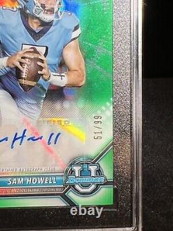 2022 Bowman University Football SAM HOWELL Green Refractor AUTO /99 SGC 10 UNC