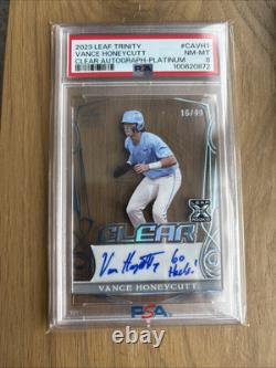 2023 Leaf Trinity Clear Vance Honeycutt Inscription Auto /49 UNC Tar Heels PSA 8