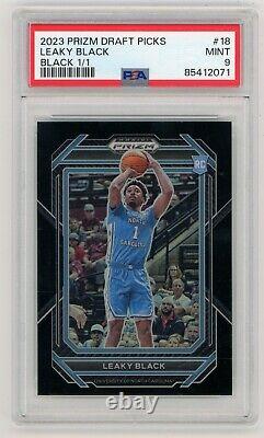 2023 Panini Prizm Draft Picks Leaky Black RC Black 1/1 PSA 9 UNC Tar Heels