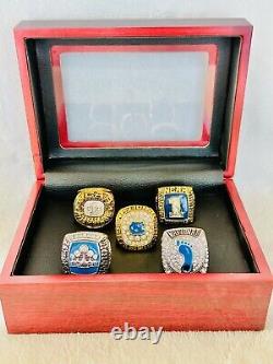 5 PCS North Carolina Tarheels Brass Championship Ring W box, US Ship 1982-2017