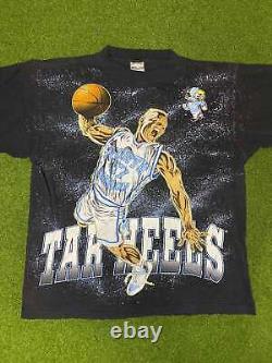 90s UNC Tar Heels Vintage College Basketball Tee Shirt (XL)