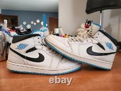 Air Jordan 1 Mid White Laser Blue 554724-141 Sneakers Mens 10 UNC Tar Heels
