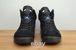 CLEAN Air Jordan 6 Retro Black UNC Size 9 384664-006 Tar Heels 2017 Suede