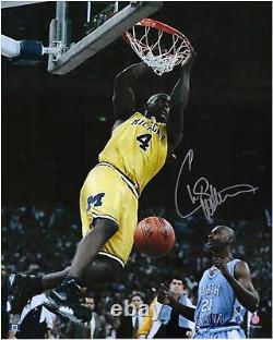 Chris Webber Michigan Wolverines FRMD Signed 16x20 Dunk vs. UNC Tar Heels Photo