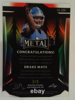 DRAKE MAYE 2023 LEAF METAL BA-DM1 5 /5 RC Pink UNC Tar Heels QB