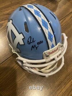 DRAKE MAYE Patriots SIGNED UNC Tar Heels Mini Helmet HELMET BAS BECKETT COA