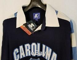 Deadstock UNC Carolina Tar Heels Starter Long Sleeve Polo Shirt XL New with Tags
