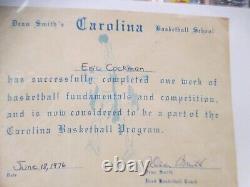 Dean Smith SIGNED North Carolina Tar Heels Carolina Basketball Certificate