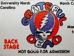 Grateful Dead Backstage Pass North Carolina Tar Heels UNC NC 3/24/93 3/24/1993