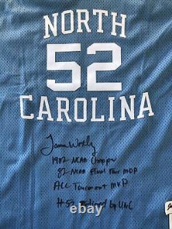 James worthy signed jersey UNC North Carolina TAR Heels Auto With 4 Inscriptions