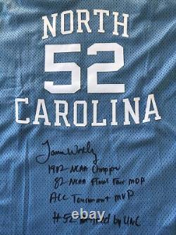 James worthy signed jersey UNC North Carolina TAR Heels Auto With 4 Inscriptions