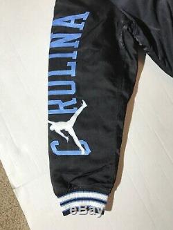 L Nike Jordan UNC Black Satin Stitched Bomber Jacket Tarheels BV3927-010 $250