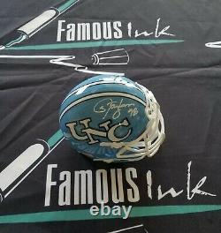 Lawrence Taylor Signed Unc Tar Heels Mini Helmet Beckett Witness Coa Bas Giants