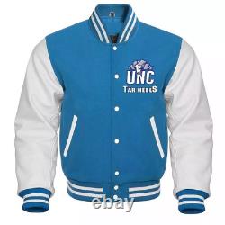 Letterman UNC North Carolina Tar Heels Blue/White Vintage Varsity Bomber Jacket