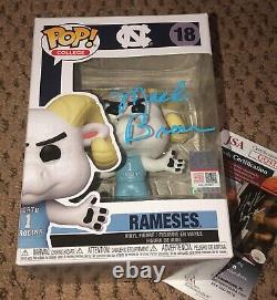 Mack Brown Signed Funko Pop Jsa Autograph Unc Football Rameses Mascot Tar Heels