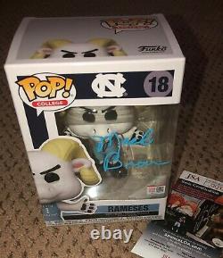 Mack Brown Signed Funko Pop Jsa Autograph Unc Football Rameses Mascot Tar Heels