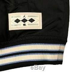 Men's Nike Jordan UNC Tar Heels Black Satin Bomber Jacket -Sz L -BV3927 010 -NEW