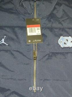 Mens Nike Jordan UNC Tar Heels Pullover Light Puffer Jacket Jumpman Navy Large
