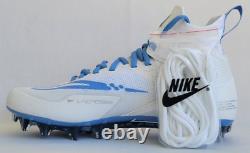 Mens Size 9 White Blue Nike Alpha Huarache 8 Elite UNC Tar Heels Lacrosse Cleats