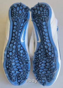 Mens Size 9 White Blue Nike Alpha Huarache 8 Elite UNC Tar Heels Lacrosse Cleats