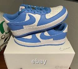 NEW Nike Air Force 1'07 BY YOU Unlocked UNC basketball Tar Heel SZ 10 First use