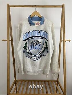 NWT VTG UNC Carolina Tar Heels Big Graphic Collar Sweatshirt Deadstock Size XL