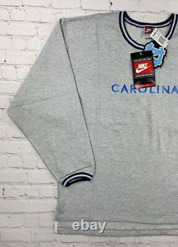 NWT Vtg 90s Nike Swoosh North Carolina Gray Tar Heels Crewneck Sweatshirt L/XL
