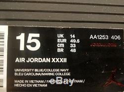 Nike Air Jordan XXXII 32 UNC North Carolina Tarheels Mens Size 15 AA1253 406 New