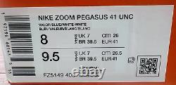 Nike Air Zoom Pegasus 41 Unc Tar Heels Fz5149-400 Size 8 Nib