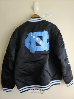 Nike Jordan UNC Black Satin Stitched Bomber Jacket Tarheels BV3927-010 Sz S RARE