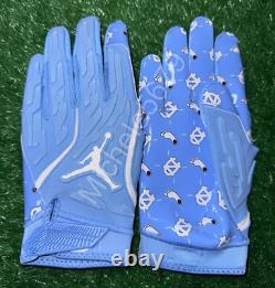 Nike Jordan UNC Tarheels Team Issued Superbad 7.0 Blue Football Gloves Size XL