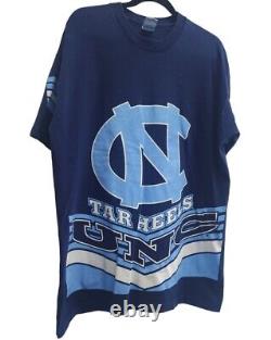 North Carolina 90s Tar Heel Logo UNC All Over Print Shirt XLarge
