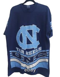 North Carolina 90s Tar Heel Logo UNC All Over Print Shirt XLarge