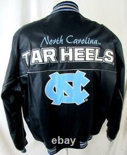 North Carolina Tar Heels Men Large Embroidered Full Zip All Leather Jacket UNC 2