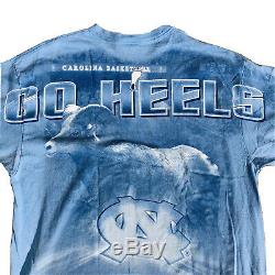 North Carolina Tar Heels Rare Vintage All Over Print Shirt Mens 2XL Blue UNC