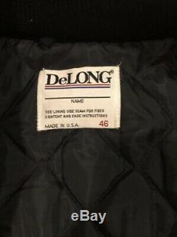 North Carolina Tar Heels UNC Vintage DeLong Zip Up Leather Jacket Mens 46 Large